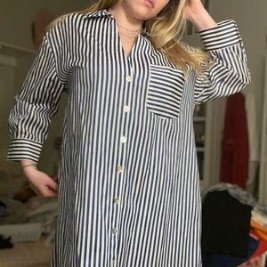 Stripped button up dress shirt dress!